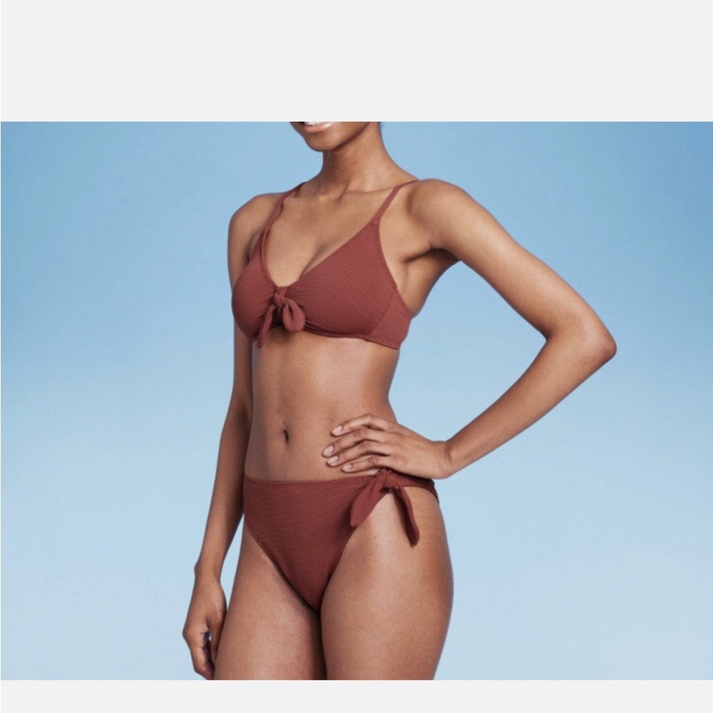 ⭐️3 for $12⭐️  🐍 Wild Fable Rust Snake Skin Textured Tie Bikini 🐍